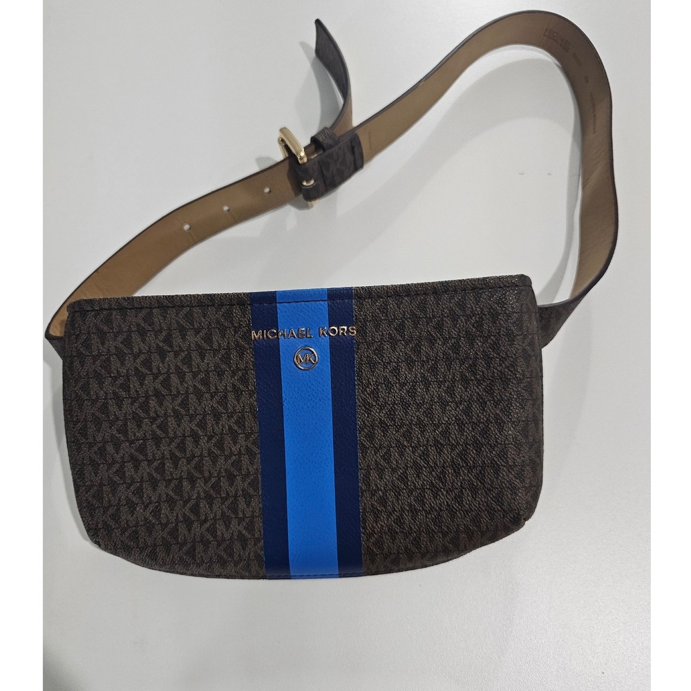 Michael Kors Monogram Belt Bag With Blue Stripe S‎ M